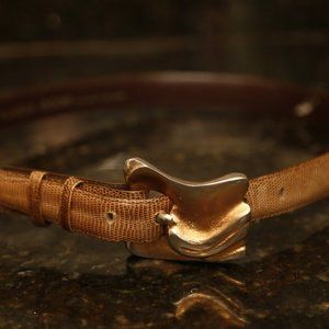 Ilana Goor Woman's Lizard/Cowhide Brown Belt w/ Snakeskin Pattern